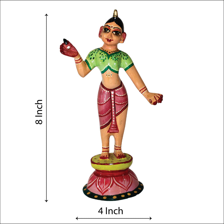 Rangkala Pure Brass Made Radha Rani Idol Hand Painted/Radha Rani Idol/Krishna Loving Radha for Home Temple from Vrindavan 8 inches