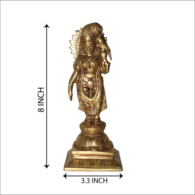 Rangkala Brass Andal Nachiyar / Meenakshi Goda Devi Hindu Idol Statue, 8 Inches, 1 Piece