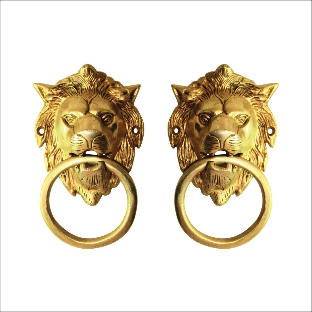 Brass Lions Head Door Knocker | Vintage Style Solid Brass Gold Knock Antique Design Door Knock