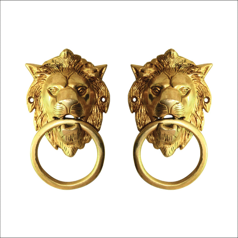 Brass Lions Head Door Knocker | Vintage Style Solid Brass Gold Knock Antique Design Door Knock