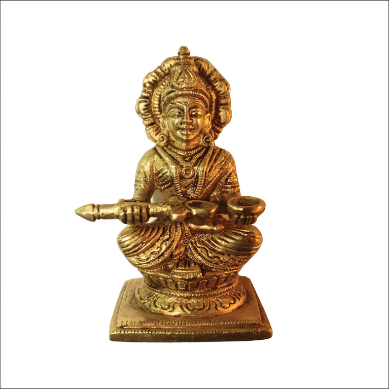 Annapurna Devi Idol Statue of Hindu Goddess Annapurni Maa Goddess of Food with Fine Carving Work Art 400gms Decorative Showpiece -  (Brass, Gold)