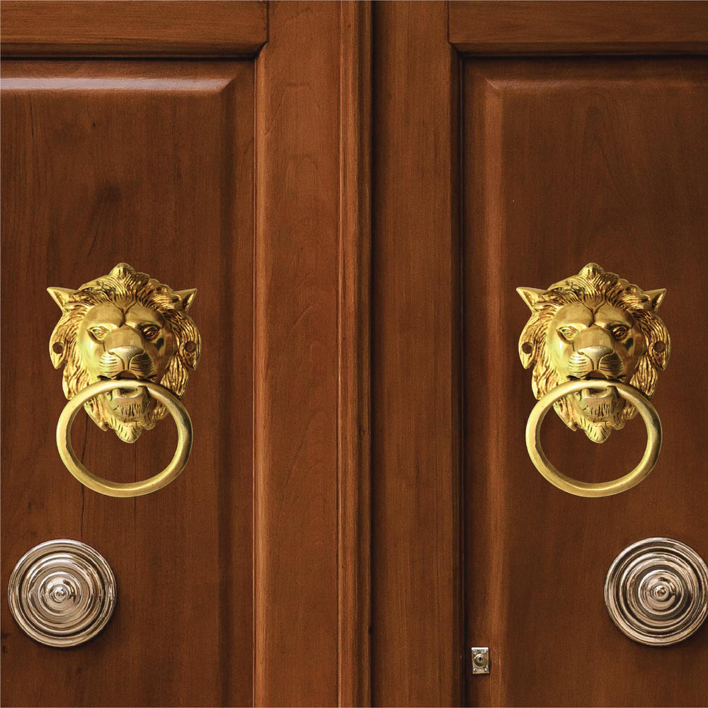 Brass Lions Head Door Knocker | Vintage Style Solid Brass Gold Knock Antique Design Door Knock