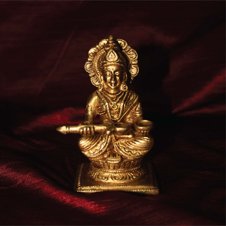 Annapurna Devi Idol Statue of Hindu Goddess Annapurni Maa Goddess of Food with Fine Carving Work Art 400gms Decorative Showpiece -  (Brass, Gold)