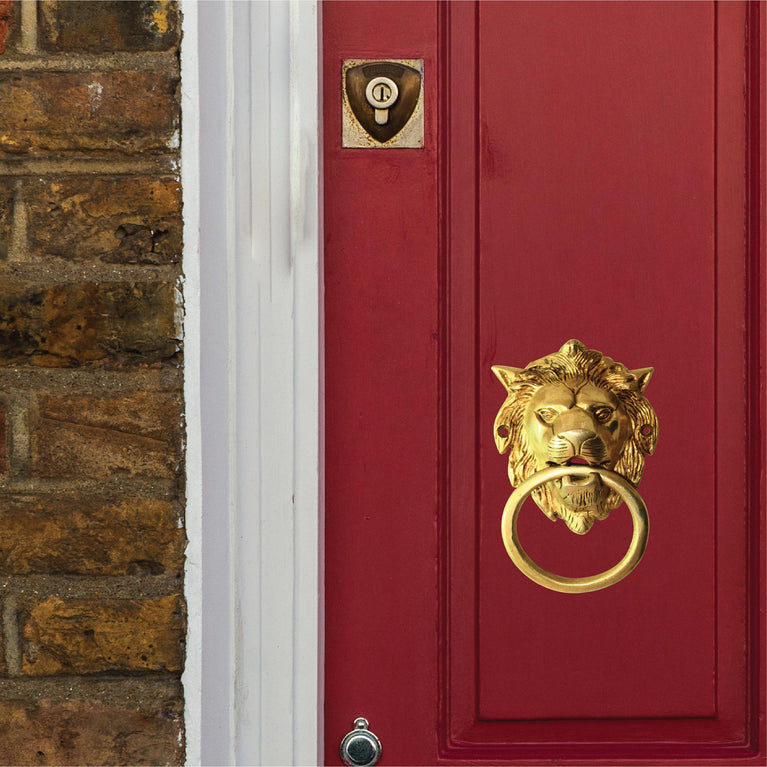 Brass Lions Head Door Knocker | Vintage Style Solid Brass Gold Knock Antique Design Door Knock