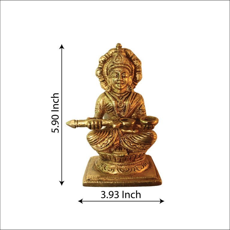 Annapurna Devi Idol Statue of Hindu Goddess Annapurni Maa Goddess of Food with Fine Carving Work Art 400gms Decorative Showpiece -  (Brass, Gold)