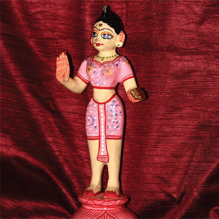 Ashtadhatu - Premium Brass Radha Idol (Pink and White Radha) (9 Inch Height)