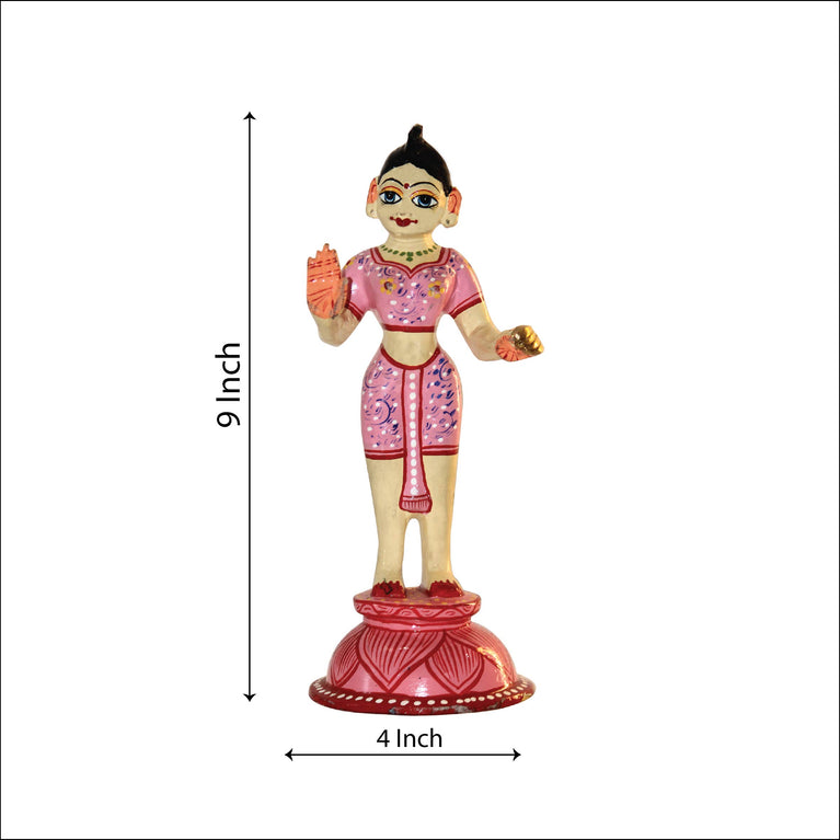 Ashtadhatu - Premium Brass Radha Idol (Pink and White Radha) (9 Inch Height)