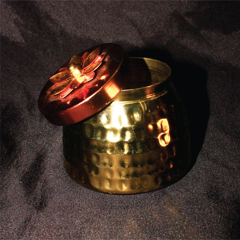 Rangkala Pottery Golden Brass Dry Fruit box for Serving Sweets, Chips, Cookies Other Snacks