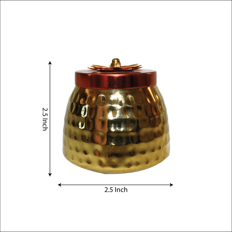 Rangkala Pottery Golden Brass Dry Fruit box for Serving Sweets, Chips, Cookies Other Snacks