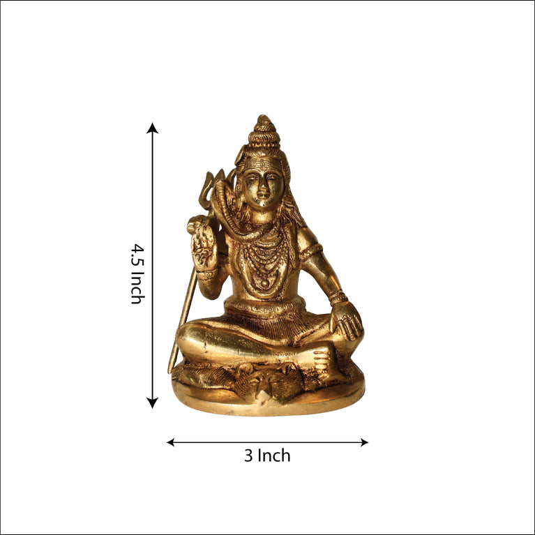 Rangkala Golden Brass Handcrafted Blessing Lord Shiva Idol 4.5 Inch