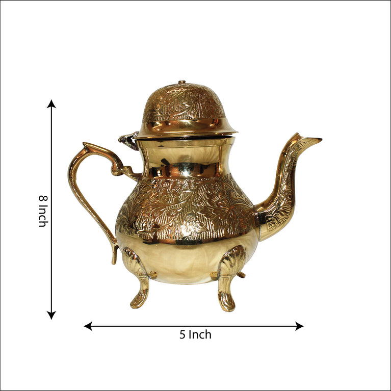 Rangkala Brass Designer Tea Pot Ketali Kettle 786grams