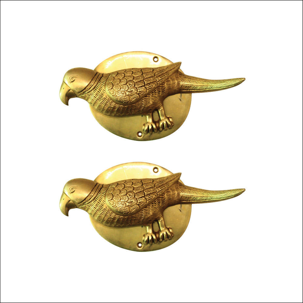 Brass Parrot Door Knocker | Brass Hand Craft Bird Theme Bell | Door Accessories  Pack of 2