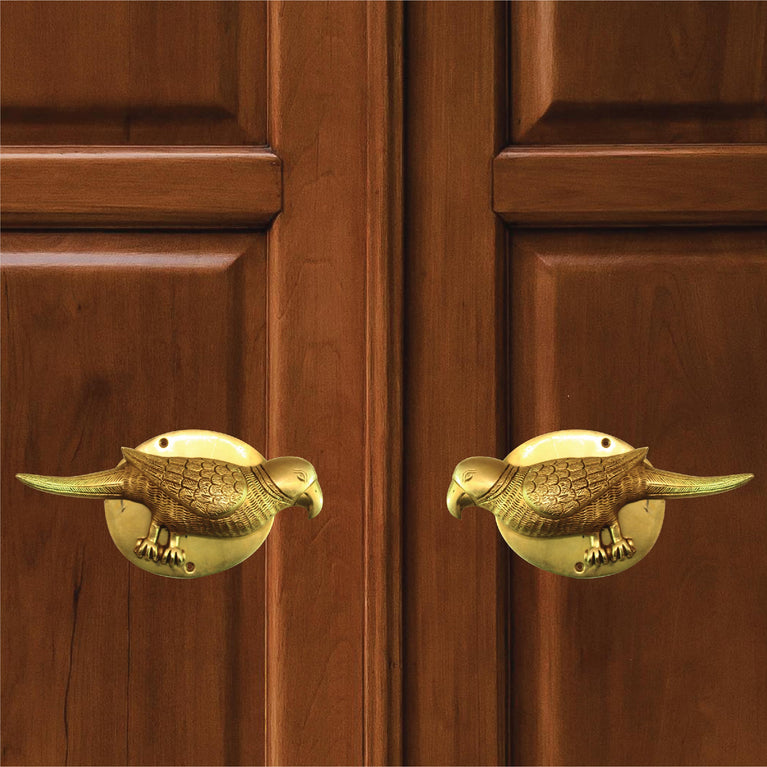 Brass Parrot Door Knocker | Brass Hand Craft Bird Theme Bell | Door Accessories  Pack of 2