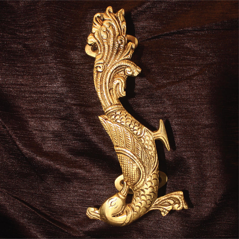 Handmade Brass Engraved Peacock Door Pull | New Rare Antique Look Peafowl Door Handle