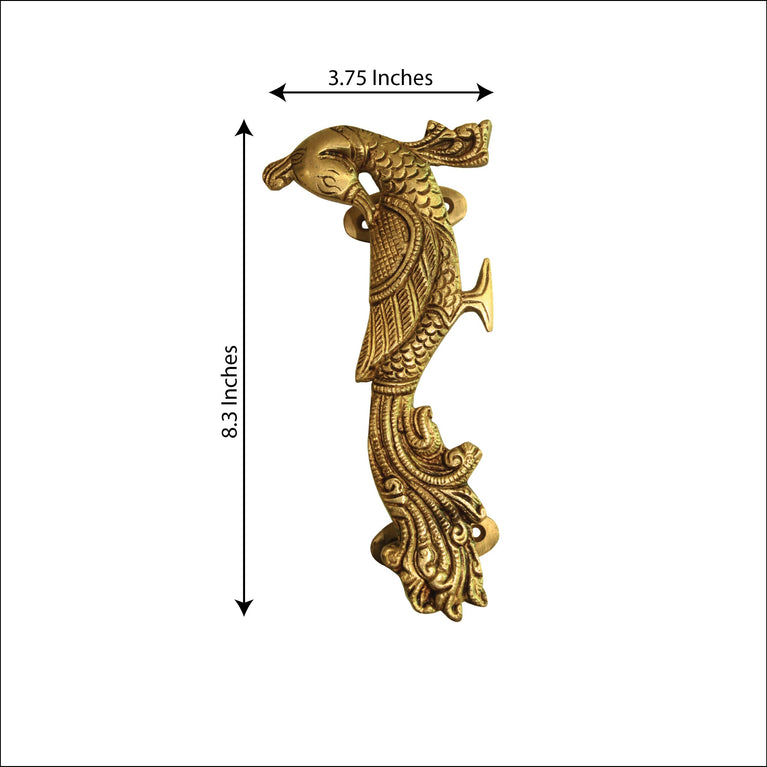 Handmade Brass Engraved Peacock Door Pull | New Rare Antique Look Peafowl Door Handle