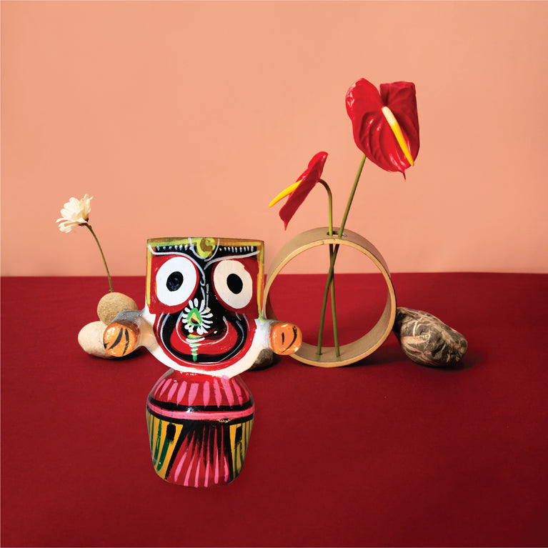 Rangkala  Exquisite 3-Inch Neem Wood Jagannath Patitapavan Idol Decorative Showpiece