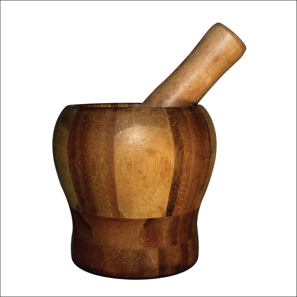 Rangkala Professional Mill Wooden Mortar and Pestle Set Garlic Pot Grinding Bowl Kitchen | Herb Mill Crusher Kitchen Tools