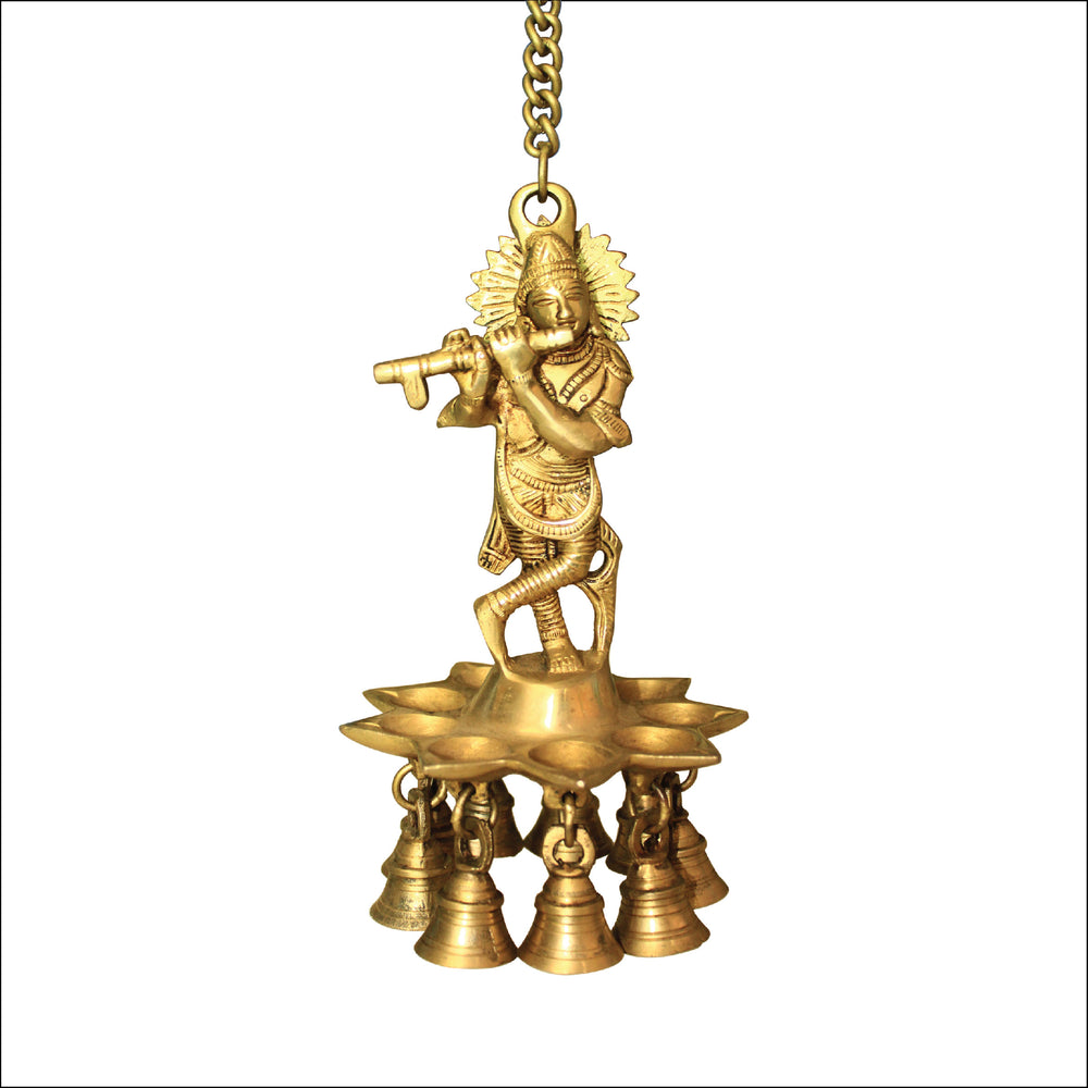 Krishna Design Brass Hanging Diya, Brass Diyas for Decoration, Diwali Diyas, Diwali Decoration, Housewarming Gifts