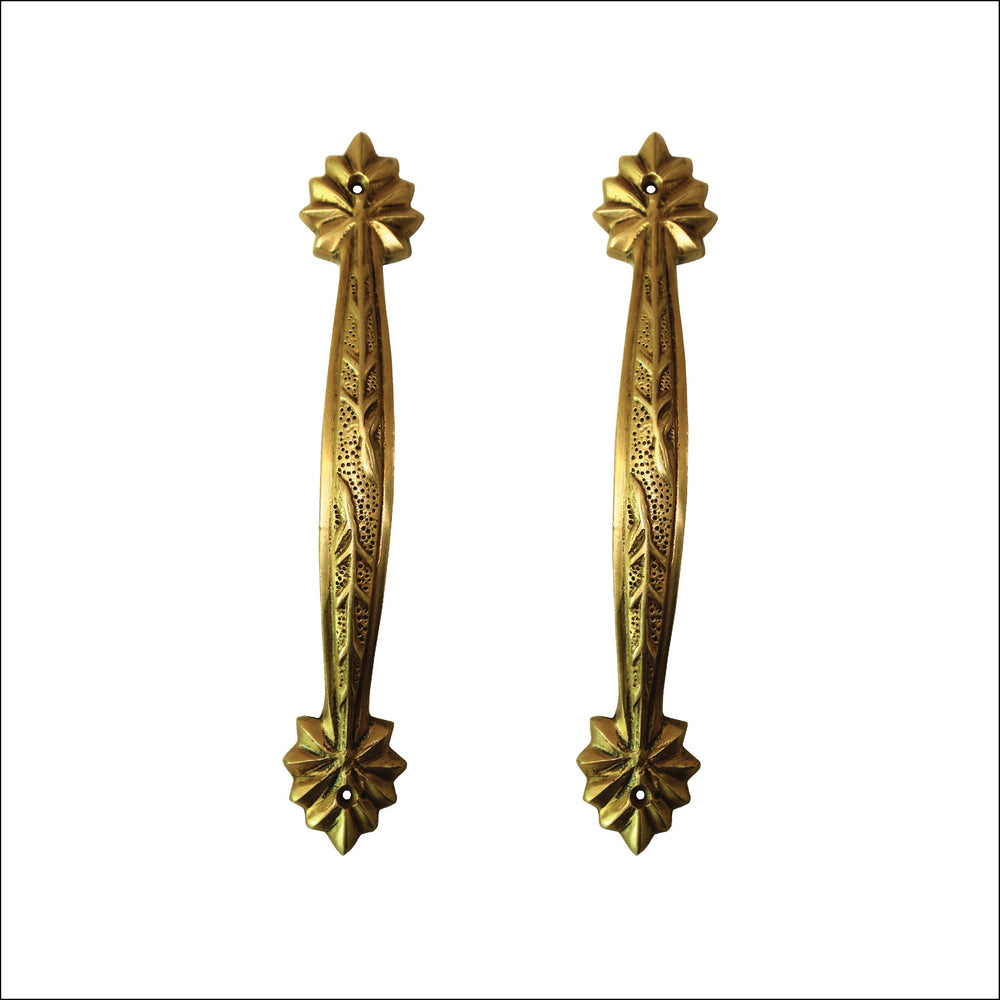 Ethnic Carved 9.5 Inches Brass Door Handle, Brass Handles for Main Door, Brass Door Pulls, Antique Door Pulls, Standard, Pack of 2 Handle