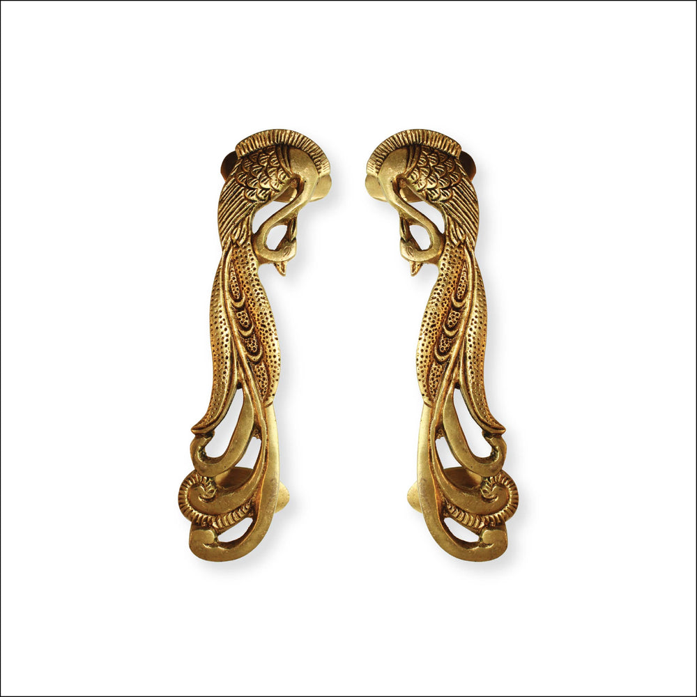 Brass Peacock Design 7 Inches Door Handles - Brass Door Handles for Home Decor