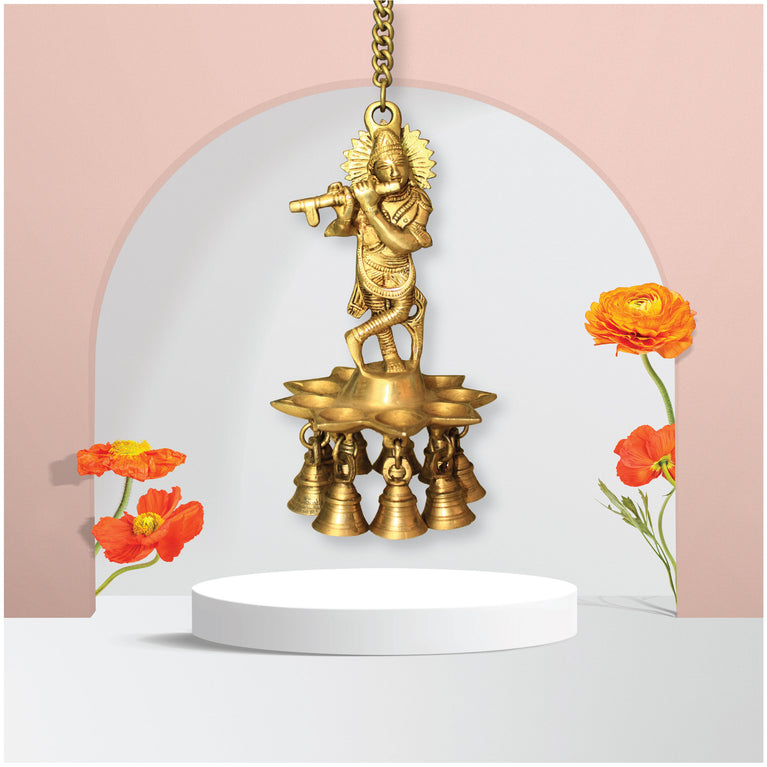 Krishna Design Brass Hanging Diya, Brass Diyas for Decoration, Diwali Diyas, Diwali Decoration, Housewarming Gifts