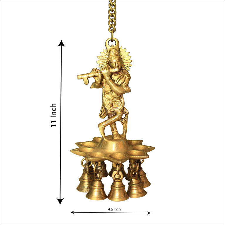 Krishna Design Brass Hanging Diya, Brass Diyas for Decoration, Diwali Diyas, Diwali Decoration, Housewarming Gifts