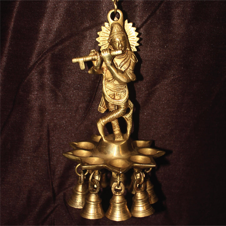 Krishna Design Brass Hanging Diya, Brass Diyas for Decoration, Diwali Diyas, Diwali Decoration, Housewarming Gifts