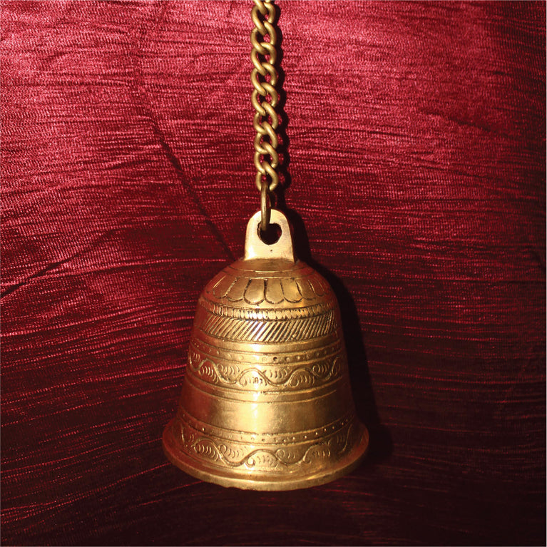 Brass Hanging Bell with Chain for Home Mandir Temple Living Room Decoration Pooja Decorative Items Door Ding Dong Puja Bell.