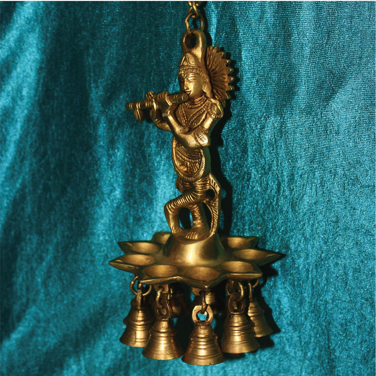 Krishna Design Brass Hanging Diya, Brass Diyas for Decoration, Diwali Diyas, Diwali Decoration, Housewarming Gifts