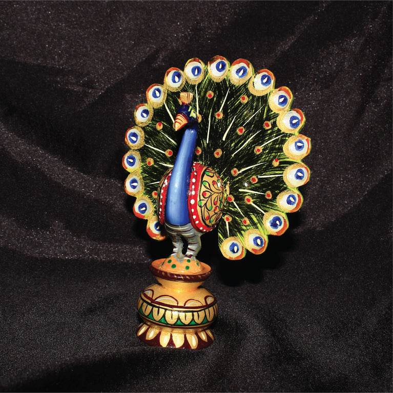 Rangkala National Handloom Wooden Dancing Peacock Show Piece Big