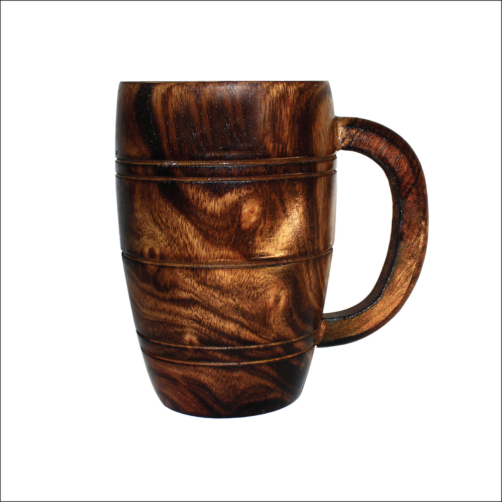 Rangkala Natural Wooden Cup Retro Big Capacity Tea Water Classic Wood Drinking Mug with Handle