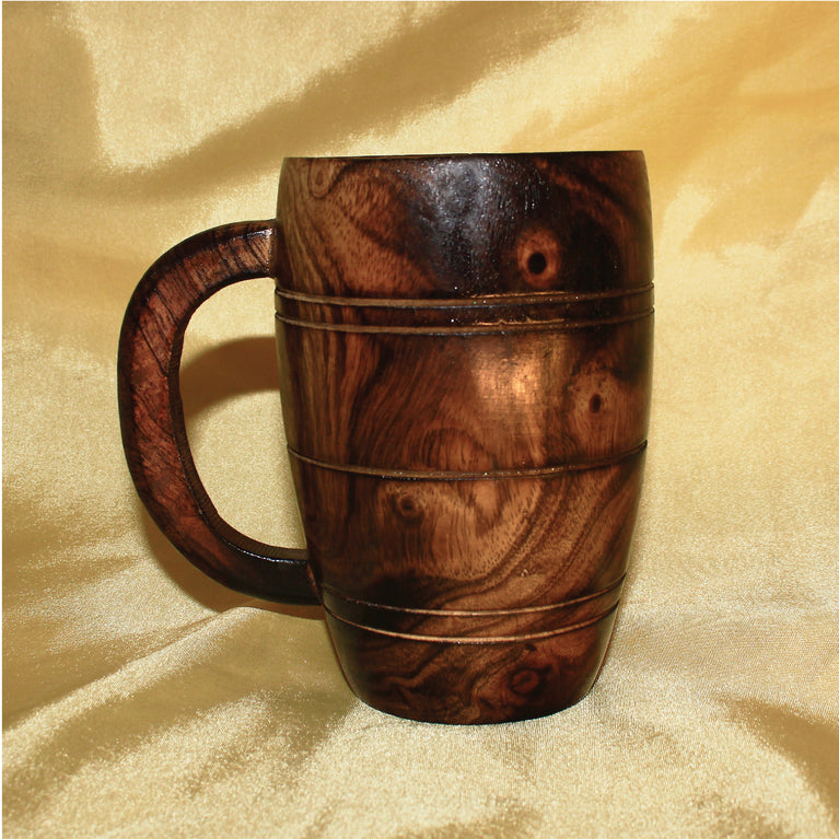 Rangkala Natural Wooden Cup Retro Big Capacity Tea Water Classic Wood Drinking Mug with Handle