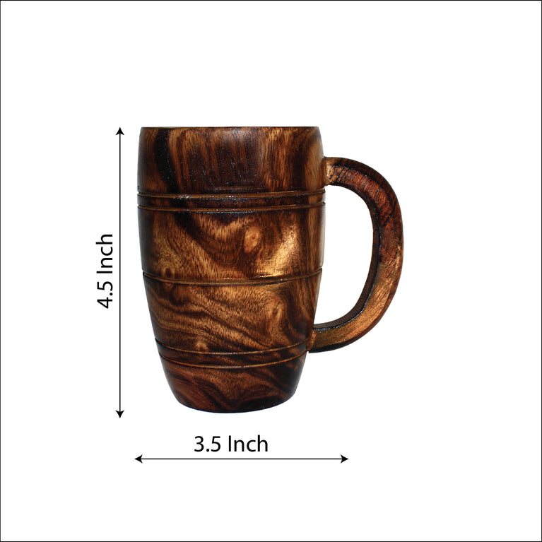 Rangkala Natural Wooden Cup Retro Big Capacity Tea Water Classic Wood Drinking Mug with Handle