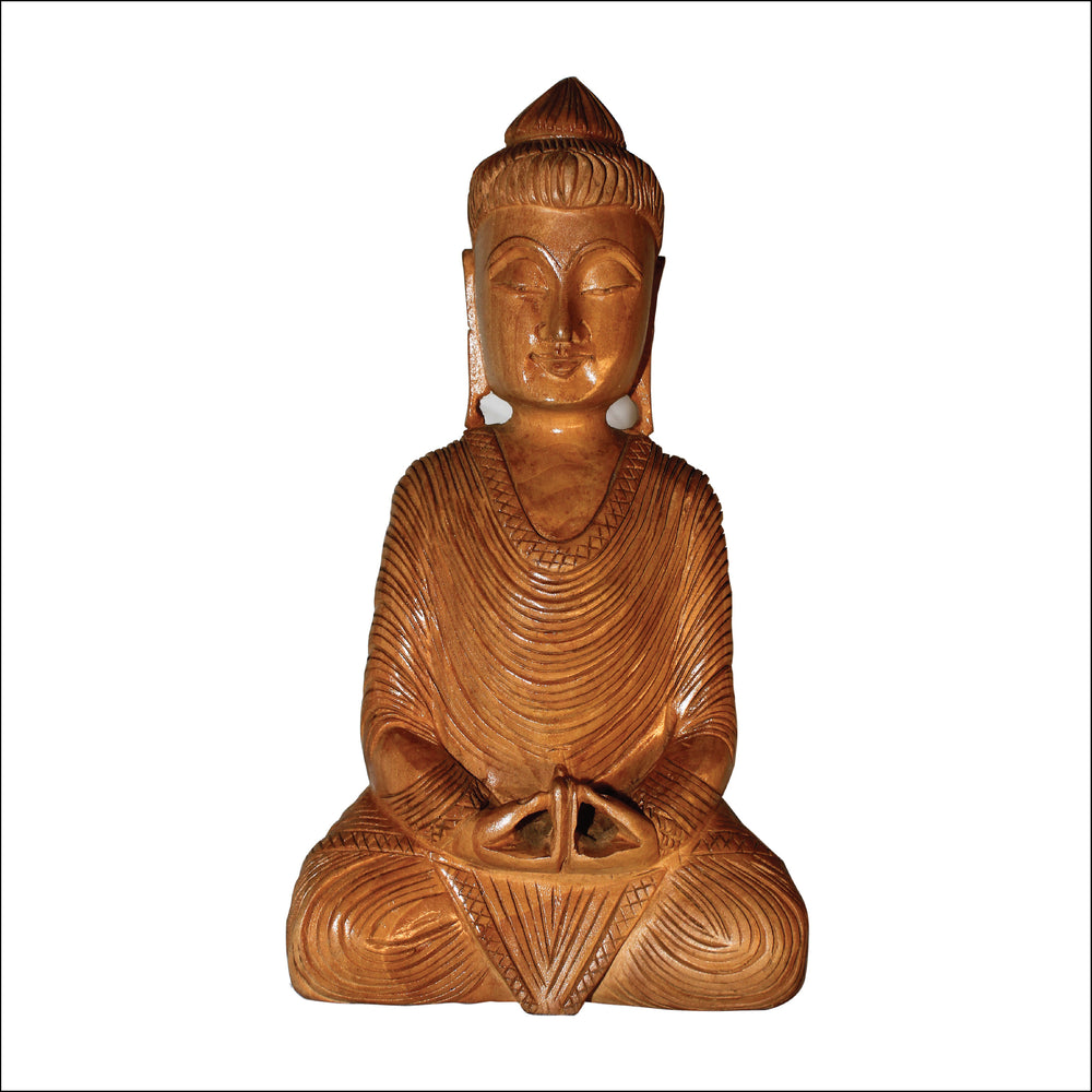 Rangkala Buddha Handmade Carving in wood - Gautam Buddha Idol | Sculpture | Murti in meditating pose in high quality kadam wood - 5.5 inches