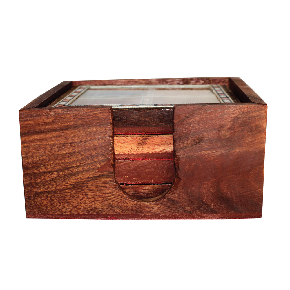 Rangkala Wooden Gem Stone Tea Coaster For Table décor Decorative Showpiece - (Wood, Multicolor)