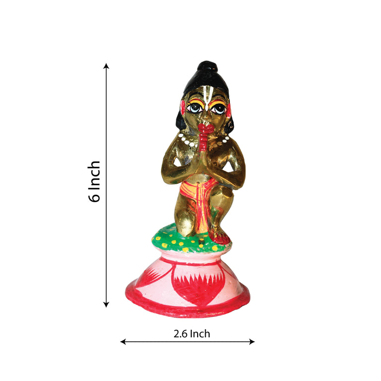 Rangkala Sankatmochan Lord Hanuman Carrying Mountain Statue 6 Inch (Brass)