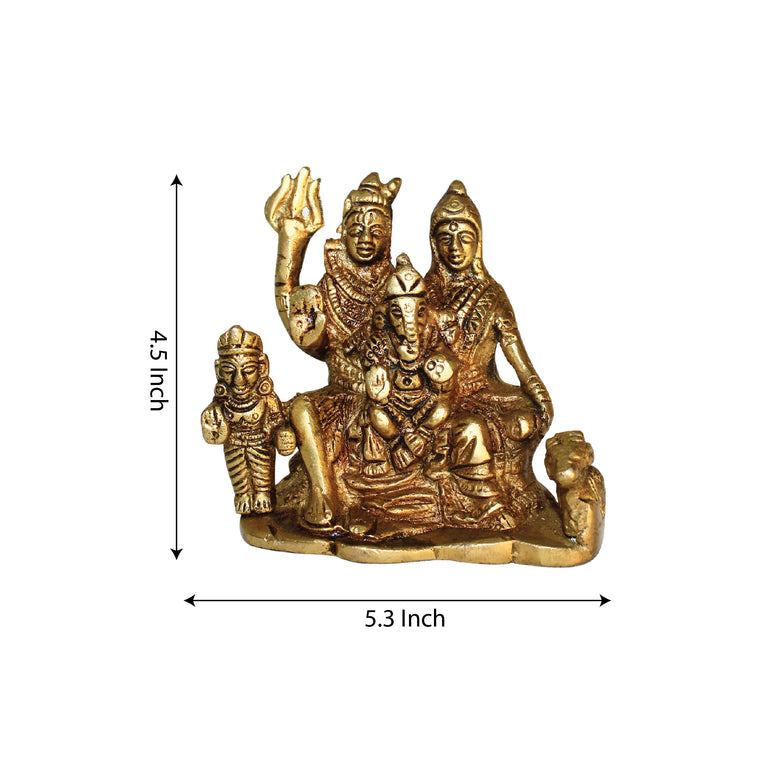 Rangkala Brass Shiv Parivar Idol Statue for Home Decor Shiv Parivar Gift showpiece (4.5 inch)