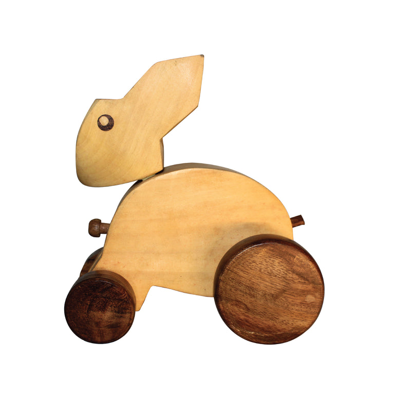 Rangkala Wooden Rabbit with Wheels, Adorable and Playful Wooden Rabbit Toy - Features Wheels for Fun and Interactive Play