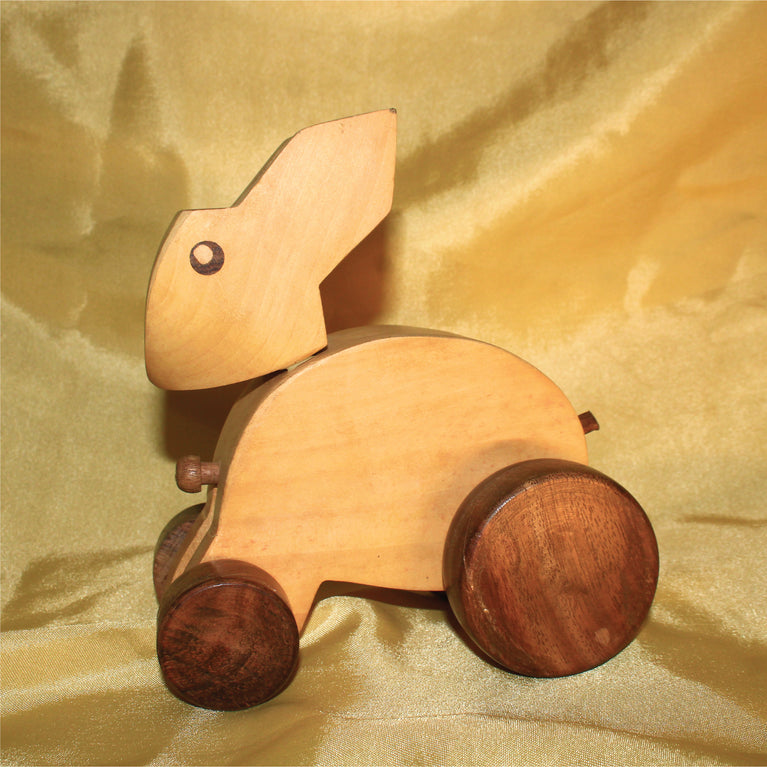 Rangkala Wooden Rabbit with Wheels, Adorable and Playful Wooden Rabbit Toy - Features Wheels for Fun and Interactive Play