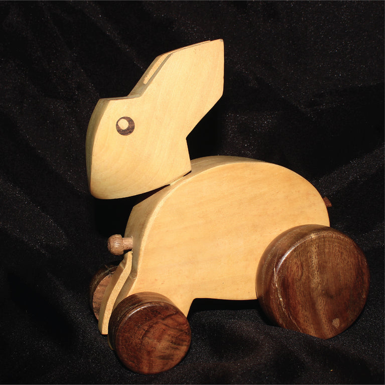 Rangkala Wooden Rabbit with Wheels, Adorable and Playful Wooden Rabbit Toy - Features Wheels for Fun and Interactive Play