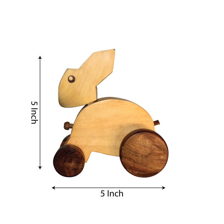 Rangkala Wooden Rabbit with Wheels, Adorable and Playful Wooden Rabbit Toy - Features Wheels for Fun and Interactive Play