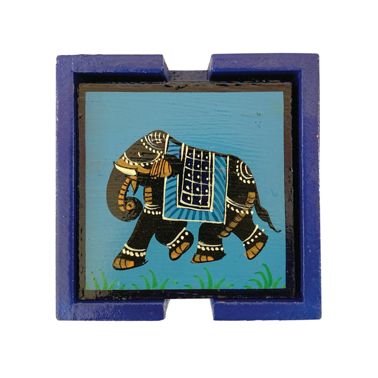 Rangkala Hand-Painted 6Pc Tea Coaster Set for Home Decor and Gift