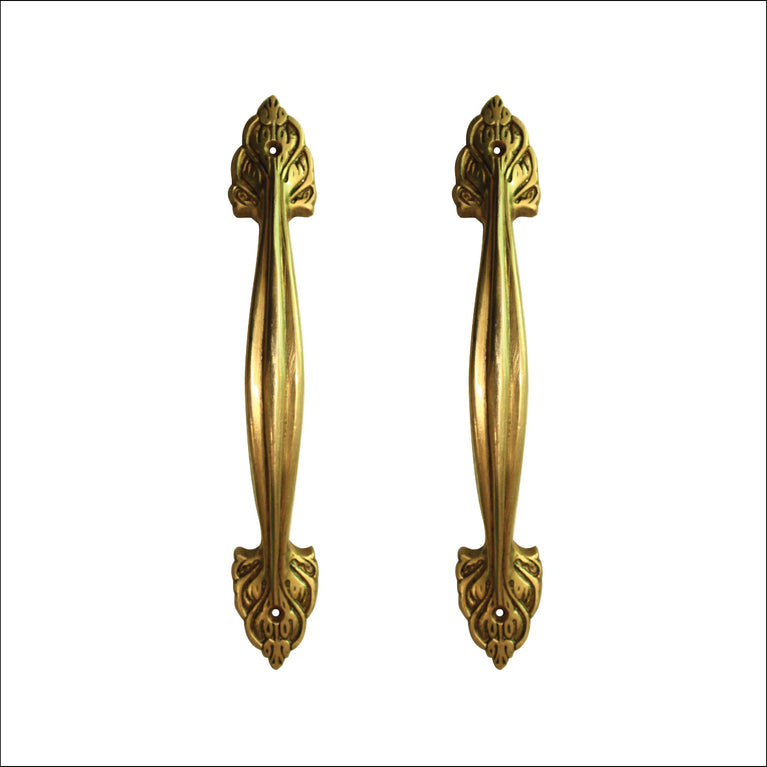 Ethnic Carved 9.5 Inches Brass Door Handle, Brass Handles for Main Door, Brass Door Pulls, Antique Door Pulls, Standard, Pack of 2 Handle