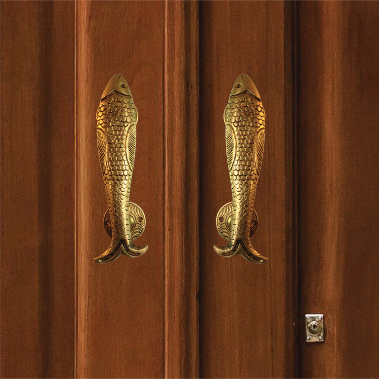 Brass Collection Door Handle Of Fish Brass Door Handle