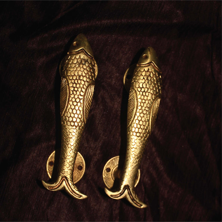 Brass Collection Door Handle Of Fish Brass Door Handle