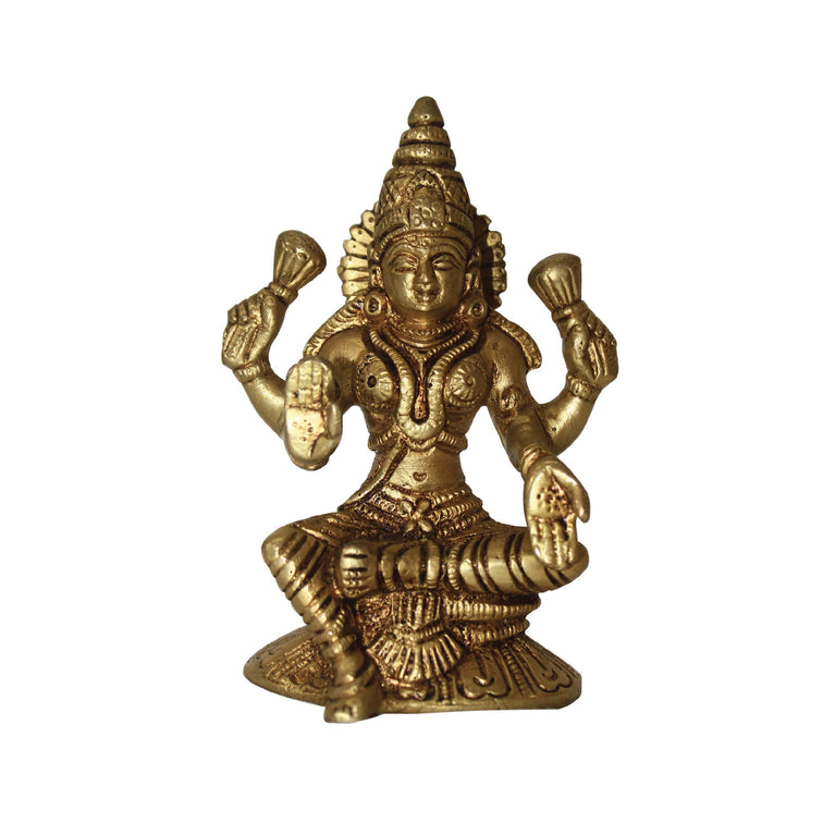 Goddess Lakshmi Premium Brass Statue in Antique Finish By Rangkala ( 4.5 Inch )