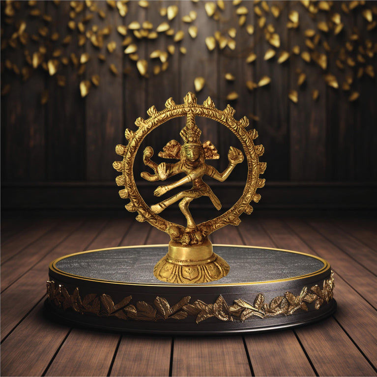 Exotic India Brass Nataraja Statue - 5.5 Cm X 4.5 Cm X 2 Cm, Multicolor