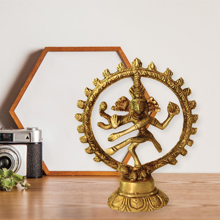 Exotic India Brass Nataraja Statue - 5.5 Cm X 4.5 Cm X 2 Cm, Multicolor