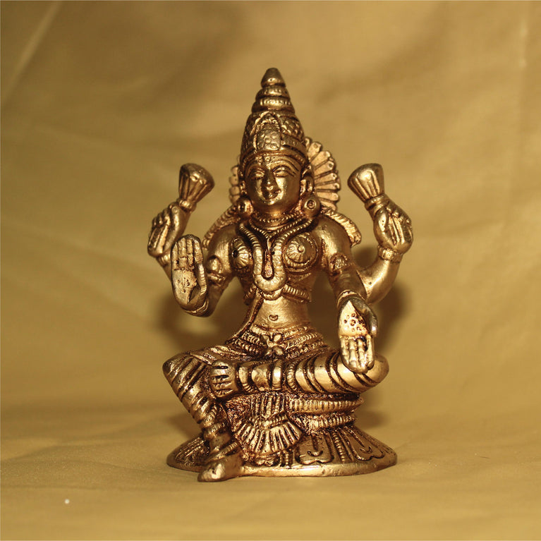 Goddess Lakshmi Premium Brass Statue in Antique Finish By Rangkala ( 4.5 Inch )