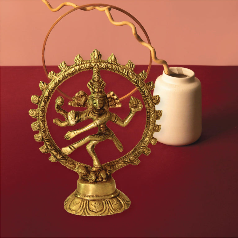 Exotic India Brass Nataraja Statue - 5.5 Cm X 4.5 Cm X 2 Cm, Multicolor